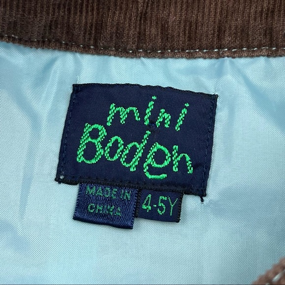 Mini Boden Aqua/Brown Circles Corduroy Pinnie (4-5) - Picture 3 of 6